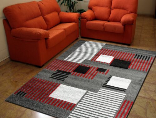 Alfombra acrílica frisse de Sualsa con diseño geométrico en Decora-Zone de Bilbao