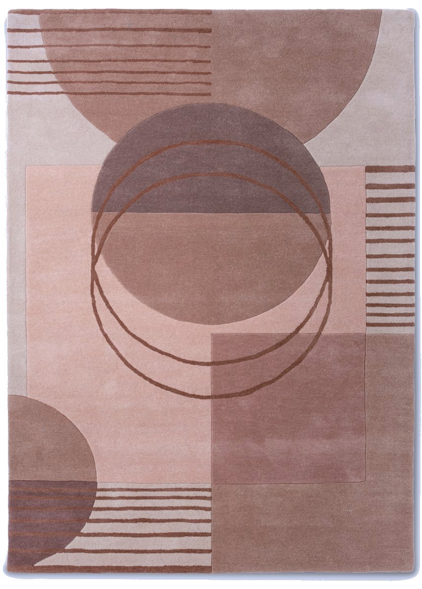 Alfombra de lana Decor Lola con diseño geométrico moderno en tonos suaves, fabricada a mano por Brink & Campman