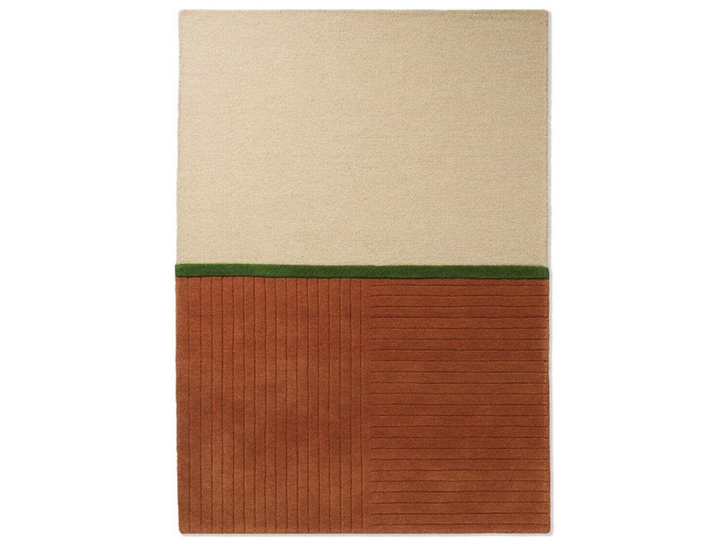 Alfombra de lana de diseño moderno en tonos beige, verde y naranja de Brink & Campman