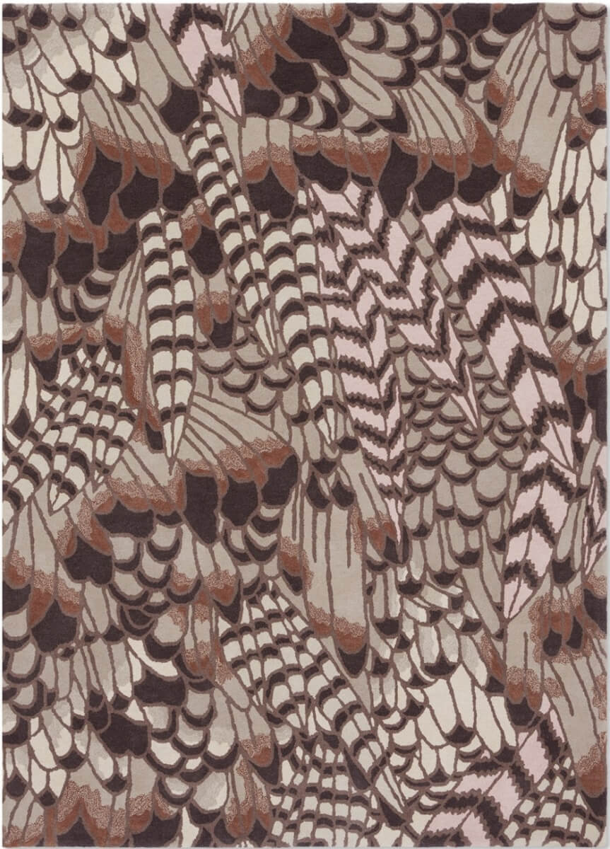 Alfombra de lana con diseño de plumas en tienda de alfombras Decorazone