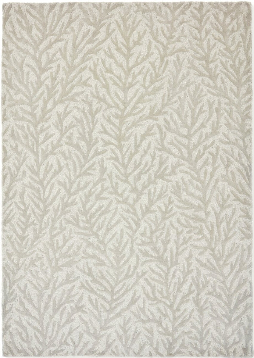 Alfombra lana en beige o gris con diseño de ramas en tienda de alfombras Decorazone