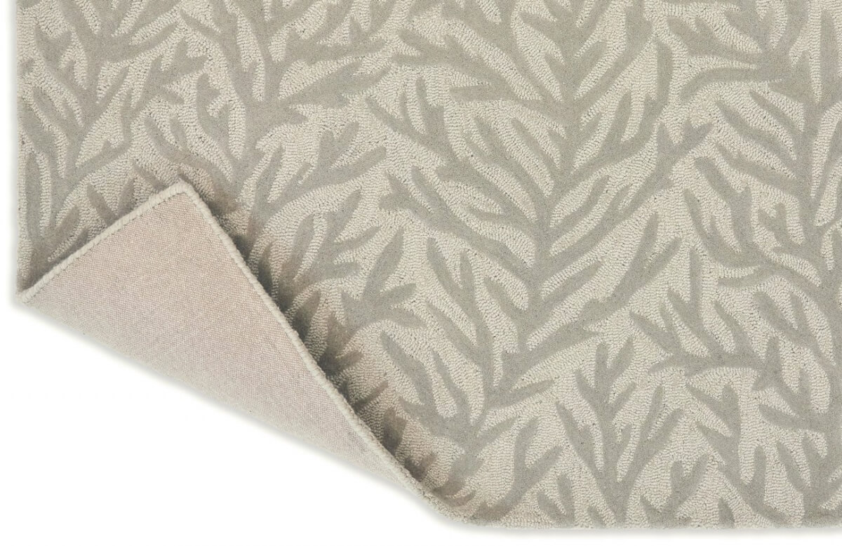 Alfombra lana en beige o gris con diseño de ramas en tienda de alfombras Decorazone