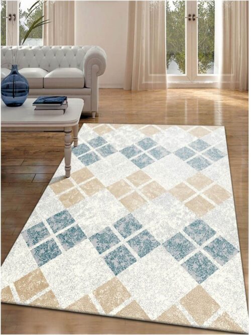 Alfombra acrílica con diseño geométrico en tienda de alfombras de Bilbao Decorazone