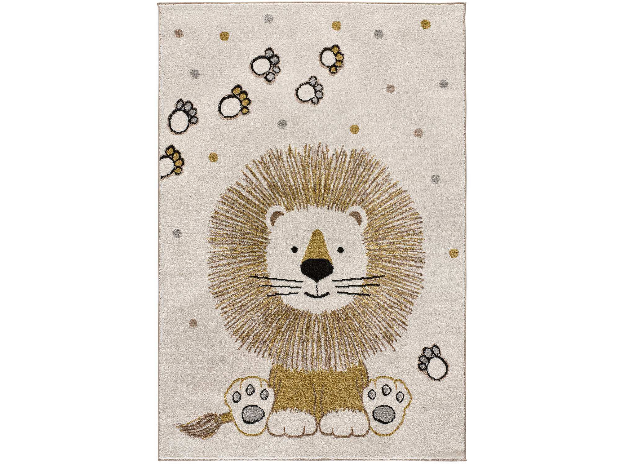 Alfombra Beats 40265 con dibujo de león en color ocre en tienda de alfombras Decorazone de Bilbao