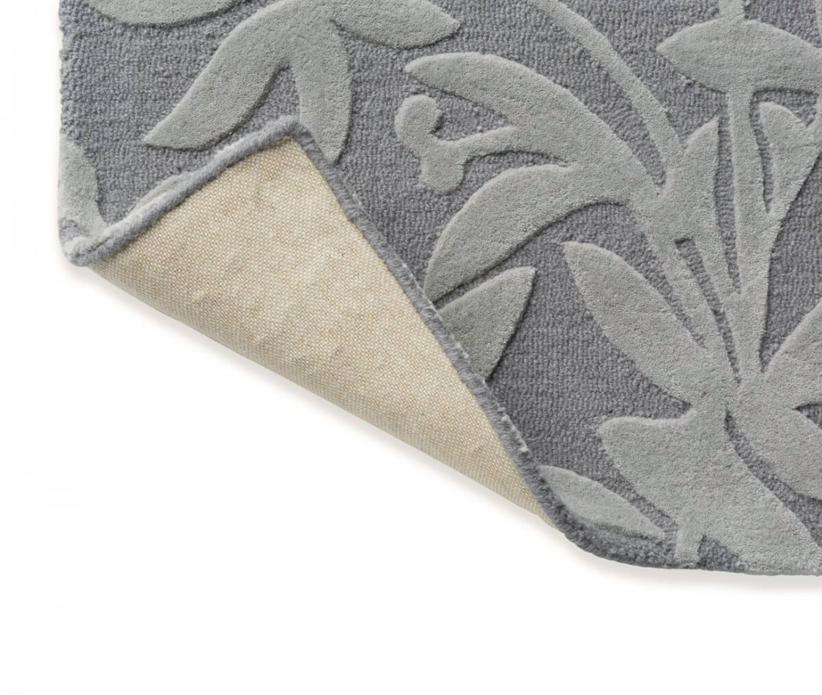 Alfombra Laura Ashley Cleavers de lana virgen, diseño floral tallado.