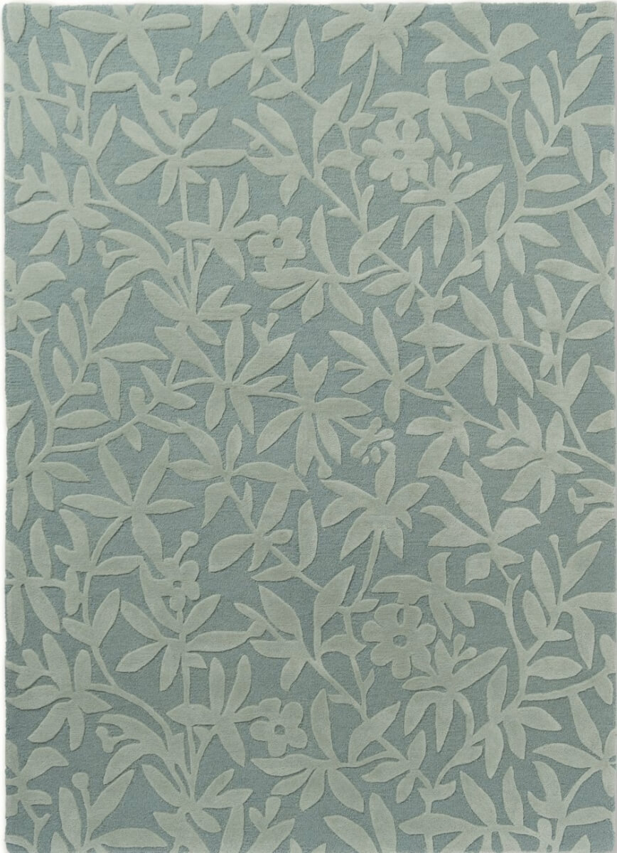 Alfombra Laura Ashley Cleavers de lana virgen, diseño floral tallado.