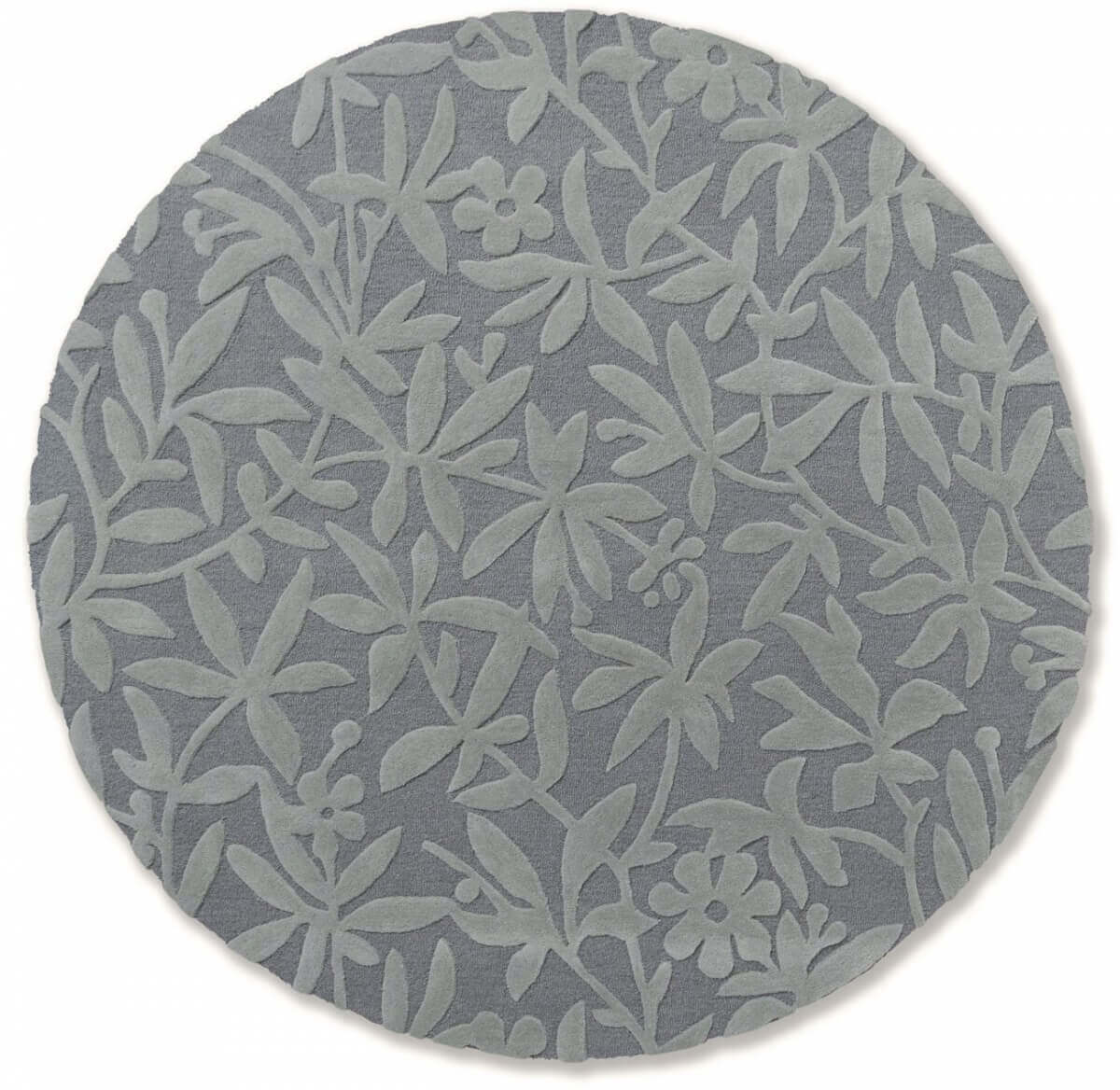 Alfombra redonda Laura Ashley Cleavers de lana virgen, diseño floral tallado.