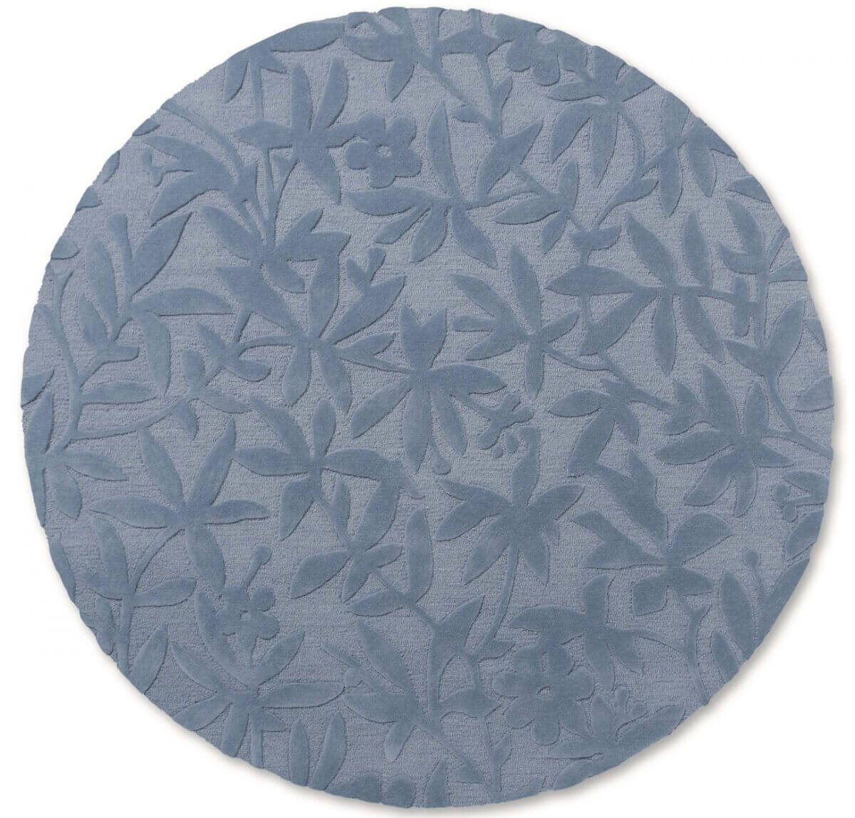 Alfombra redonda Laura Ashley Cleavers de lana virgen, diseño floral tallado.