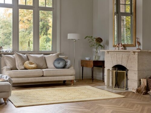 Alfombra Catarina de lana, diseño clásico, hecha a mano.