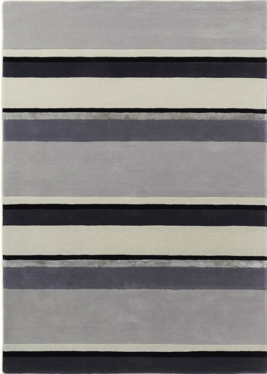 Alfombra Laura Ashley Eato, diseño lineal contemporáneo, fabricada a mano en lana pura.