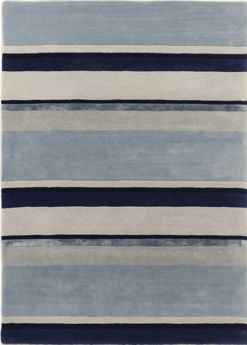 Alfombra Laura Ashley Eato, diseño lineal contemporáneo, fabricada a mano en lana pura.