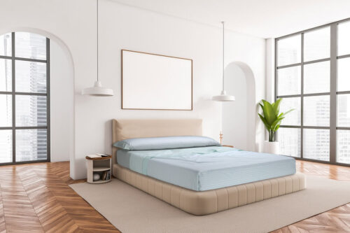 Juego de Sábanas Mora P61 Aqua algodón poliéster, rayas verde agua