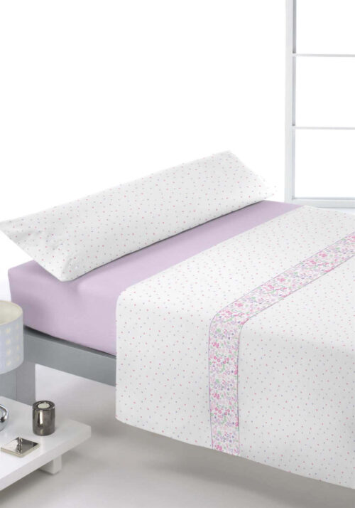 Juego de Sábanas Reig Martí Haya Rosa , estampado puntos, cama 90.