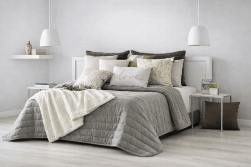 Bouti de terciopelo para cama de 150 cm en color beige, 100% poliéster y relleno de 150 gramos.